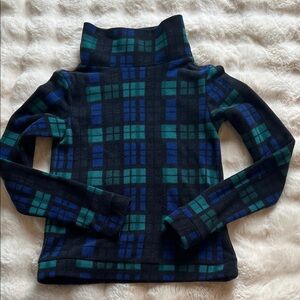 Dudley Stephens Black and Blue Plaid Turtleneck Sweater